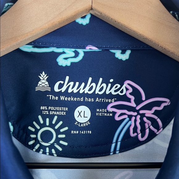 Chubbies Blue Polo Shirt with Tropical Print - Picture 3 of 8